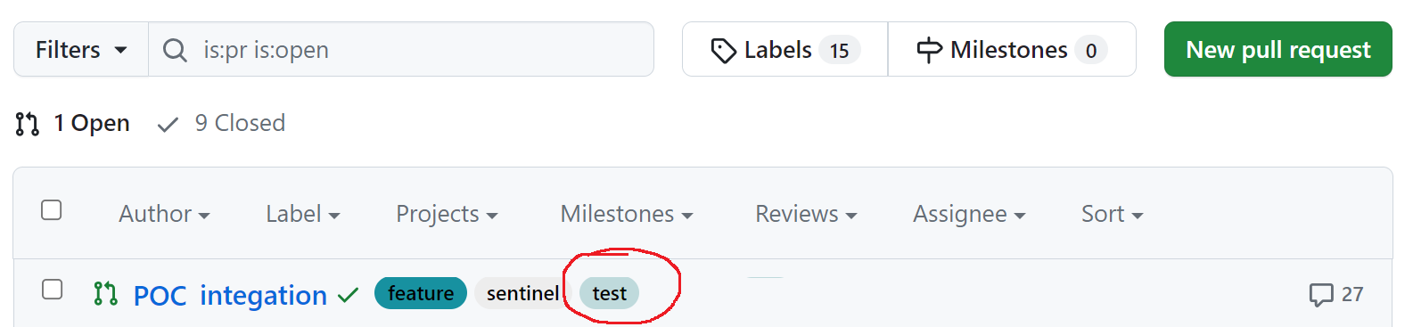Pull Request with specific label